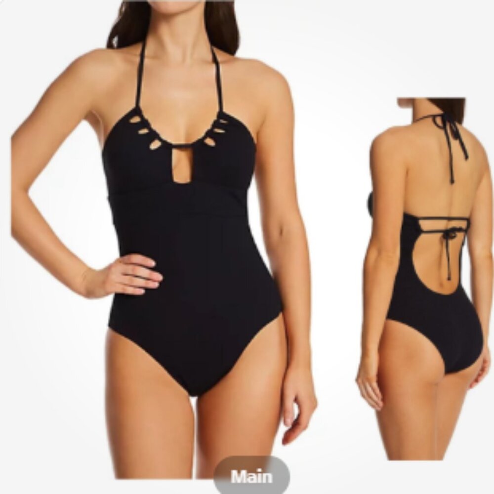 BECCA Candice Halter One Piece Swimsuit, NWT Sz L